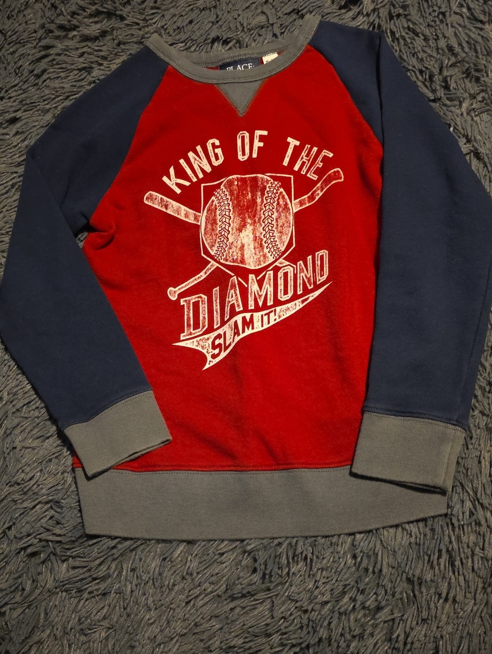 The Children's Place Red, Navy & Gray 'King of the Diamond' Pullover Sweatshirt